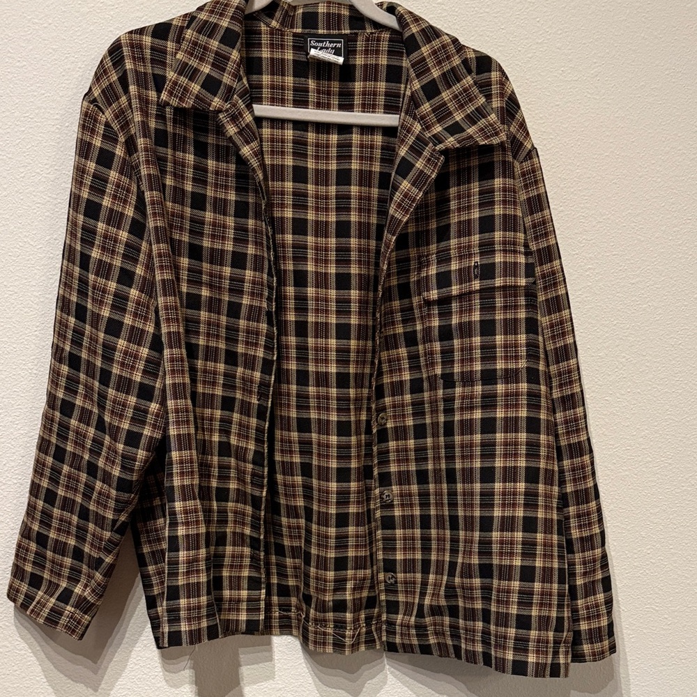 Oversized Southern Lady Brown & Cream Plaid Lightweight Shirt Jacket